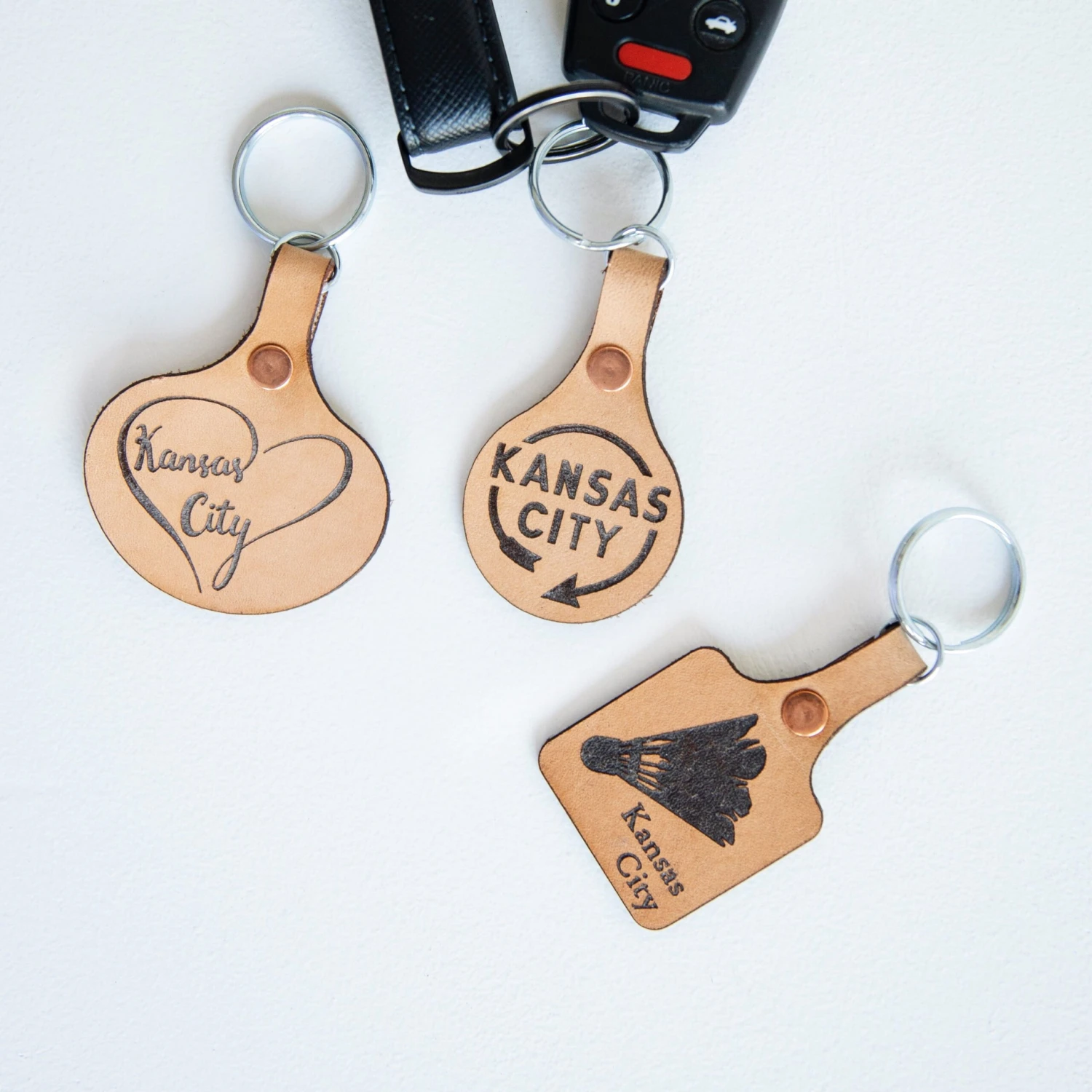 Say It On Wood Kansas City Heart Leather Keychain 2 Say It On Wood Kansas City Heart Leather Keychain - Image 2