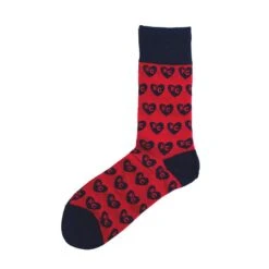 School Of Sock Red And Navy Heart KC Socks